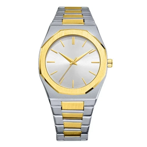 two tone silver dial stainless steel formal watch for men and women by clearquartzshop